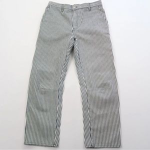 Nili Lotan Carpenter Blue Striped Barrel Leg Cropped Pants Size 26